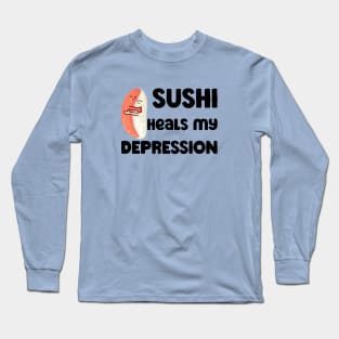 wonderful sushi heals my depression cute sake sushi hugging Long Sleeve T-Shirt